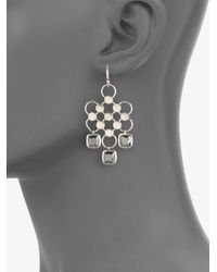 John Hardy | Metallic Dot Hematite & Sterling Silver Diagonal Square Drop Earrings | Lyst