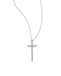 Sydney Evan | Metallic Diamond Large Thin Cross Pendant Necklace | Lyst