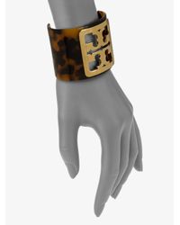 Tory Burch | Metallic Tortoiseprint Cuff Bracelet | Lyst