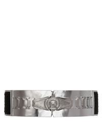 Balmain Gray Mirror Leather High Waisted Belt