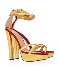 Charlotte Olympia Tokyo Metallic Leather and Suede Sandals