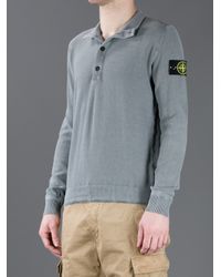 Stone island long sleeve polo with badge on arm Clearance