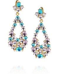 Kenneth Jay Lane | Blue Goldplated Cabochon Clip Earrings | Lyst