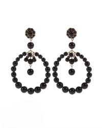 Oscar de la Renta | Black Beaded Circular Earrings | Lyst
