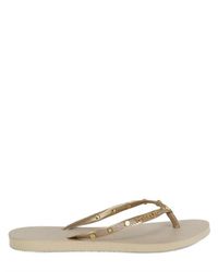 Havaianas Gold Studded Flip Flops in Beige/Gold (Metallic) | Lyst
