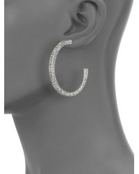 Kenneth Jay Lane | Metallic Crystal Hoop Earringsrhodium | Lyst