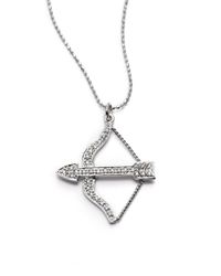 Sydney Evan | Metallic Diamond Small Bow Arrow Pendant Necklacewhite Gold | Lyst