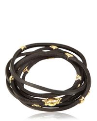 Tomasz Donocik Black Gold Stars Leather Wrap Bracelet
