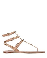 Valentino | Natural Rock Stud Sandals | Lyst