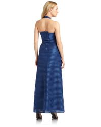 BCBGMAXAZRIA | Blue Rosanna Bandage Halter Gown | Lyst