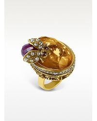 Alcozer & J - Metallic Crystal Bee Brass Ring - Lyst
