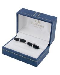 AZ Collection - Metallic Double Sided Black Resin Silver Plated Cufflinks for Men - Lyst