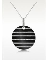 Emporio Armani - Black Enamel and Crystals Pendant Necklace - Lyst