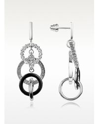 Emporio Armani - Metallic Sterling Silver and White Crystal Drop Earrings - Lyst