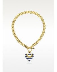 Juicy Couture | Metallic Striped Heart Link Necklace | Lyst
