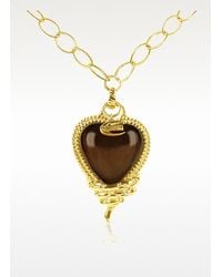 Just Cavalli - Metallic Snake Heart Pendant Gold Plated Chain Necklace - Lyst
