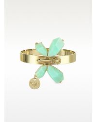 Patrizia Pepe - Precious Fly Golden and Light Green Bangle Bracelet - Lyst
