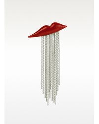 Sonia Rykiel - Dark Red Lips Pin with Chain - Lyst