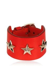 Givenchy | Red Triple Stars Leather Cuff Bracelet for Men | Lyst