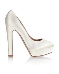 white satin platform