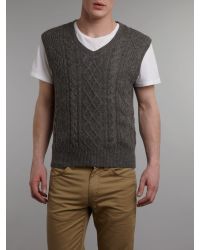 Polo ralph lauren Cable Knit Wool Vest in Gray for Men | Lyst