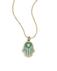 Sydney Evan | Green Diamond Enamel Hamsa Necklacegold | Lyst