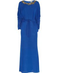Issa Embellished Silk Maxi Dress in Blue | Lyst