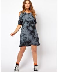 Tie dye cold shoulder dress Clearance