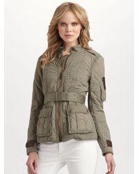 burberry belted quilted jacket