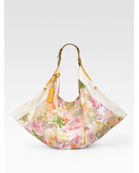 Ferragamo | Natural Farida Floral Print Foulard Hobo | Lyst