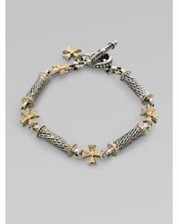 Konstantino | Metallic 18k Gold Sterling Silver Diamond Cross Bracelet | Lyst