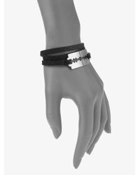 McQ | Leather Wrap Razor Bracelet-black | Lyst