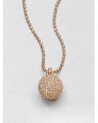Michael Kors | Metallic Pavé Ball Pendant Necklace Rose Gold Tone | Lyst