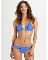 Shoshanna | Blue Ruffle String Bikini Bottom | Lyst