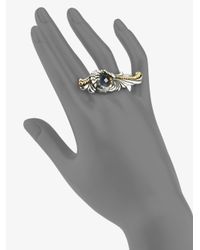 Stephen Webster | Multicolor Grey Cats Eye & Sterling Silver Fishtail Double Ring | Lyst