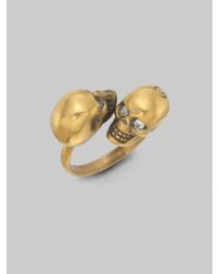 Alexander Mcqueen Twin Skull Ring In Gold Brass Metallic Lyst Alexander Mcqueen Twin Skull Ring In Gold Brass Metallic Lyst