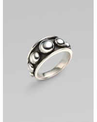 Elizabeth and James | Black Sterling Silver Raised Bead Ring | Lyst