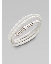 John Hardy | White Leather And Sterling Silver Wrap Bracelet | Lyst