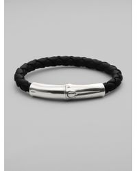 John Hardy | Black Leather Silver Bracelet | Lyst