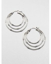 John Hardy | Metallic Bamboo Sterling Silver Small Orbital Hoop Earrings/1.5 | Lyst
