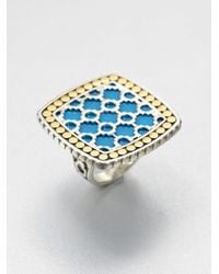 John Hardy | Metallic Turquoise 18k Yellow Gold and Sterling Silver Ringlarge | Lyst