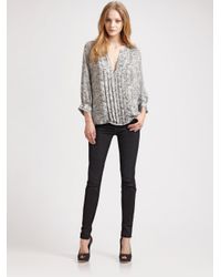 Joie | Black Binney Silk Leopard-print Top | Lyst