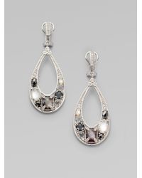 Judith Ripka | Metallic Hematite Sapphire Corundum Crystal Motherofpearl Sterling Silver Earrings | Lyst
