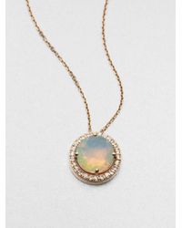 KALAN by Suzanne Kalan | Metallic Opal, White Sapphire & 14K Rose Gold Round Pendant Necklace | Lyst