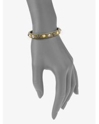Linea Pelle | Green Studded Leather Bracelet | Lyst