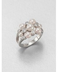 Majorica | Metallic 3mm 5mm and 6mm Pearl and Sterling Silver Ring | Lyst