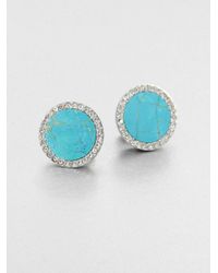 Michael Kors | Blue Slice Button Earrings | Lyst