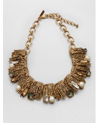 Oscar de la Renta | Metallic Stone Swarovski Crystal Embellished Collar Necklace | Lyst