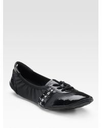 Prada | Black Lace-up Flats | Lyst