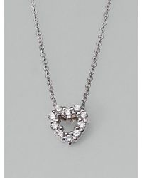Roberto Coin | Metallic Tiny Treasures Diamond & 18k White Gold Mini Heart Pendant Necklace | Lyst